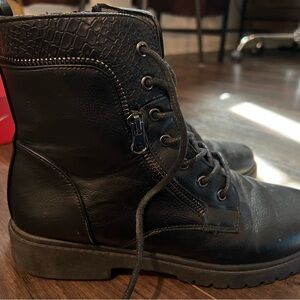 Black Lace-Up Combat Boots